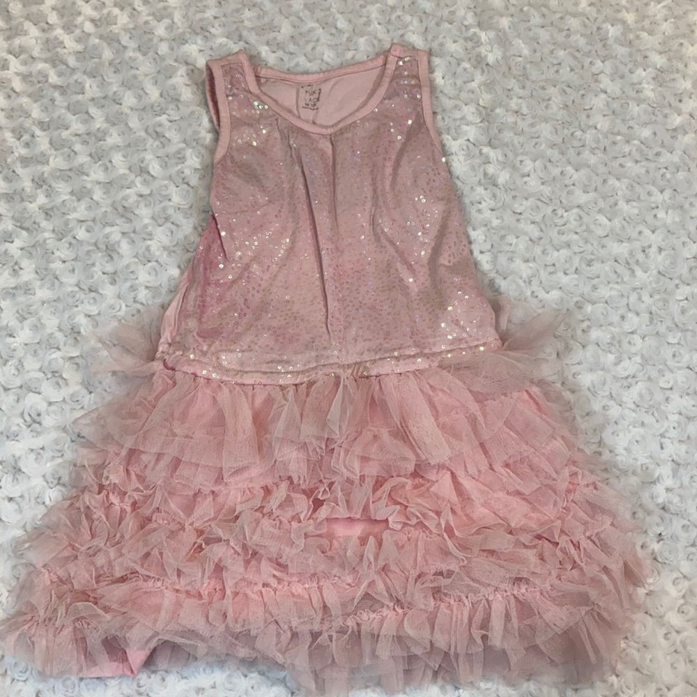 Pink Sparkle & Ruffle Sundress size M 7/8